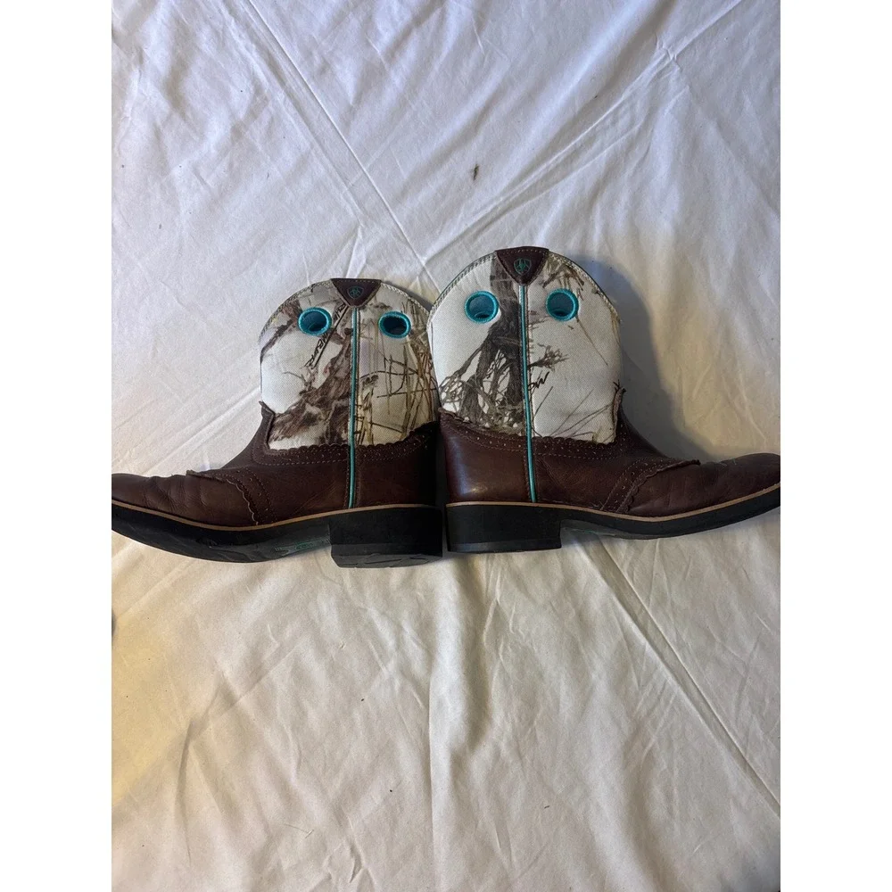 Ariat Fatbaby Western Boots Girls 1 Brown Camo Good True Timber Leather